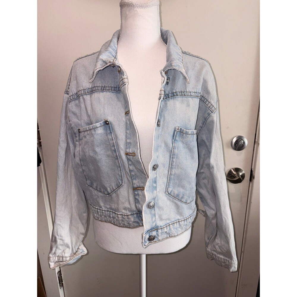 Jean Jacket distressed Original hand painted Japanese design on back XL